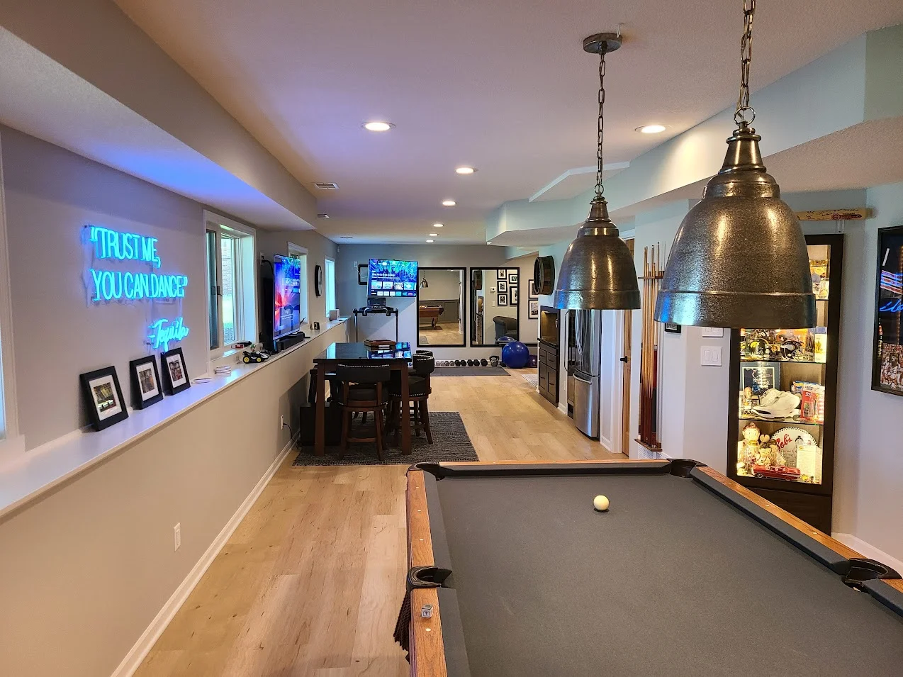 Bright finished basement living area