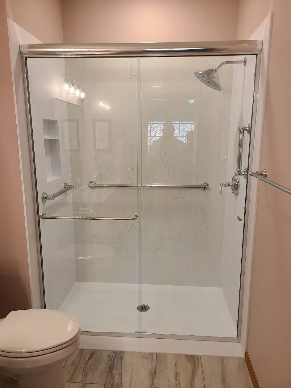 Updated townhome bathroom designed for safe, barrier-free use.